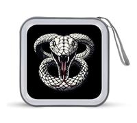 White King Cobra Hissing Distressed Snake CD Case Holder Portable 40 Capacity DVD Wallet Storage Organizer for Car Travel