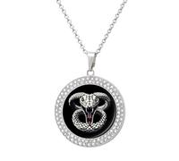 White King Cobra Hissing Distressed Snake Necklace for Women Adjustable Jewelry Pendant for Mom Wife Girlfriend Gifts Silver-style