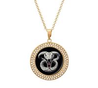 White King Cobra Hissing Distressed Snake Necklace for Women Adjustable Jewelry Pendant for Mom Wife Girlfriend Gifts Golden-style