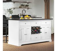 White Kitchen Island - Granite Top