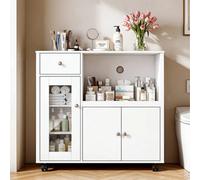 White Kitchen Island Sideboard Rolling Storage Trolley Cabinet Drawer Large