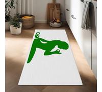 White Kitchen Runner Rugs 75 x 200 cm Woman Making Ok Gesture long Non-slip Washable, Silhouette Design Thin Low Pile Green Runners for Hallways Floor Carpet for Indoor Bedroom Entryway
