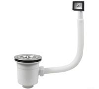 White Kitchen Sink Drain Strainer With Overflow Protection System Made From 304 Stainless Steel And Heat Resistant Pp Pvc Materials For 89 To 95 Mm Openings Compatible With 110 Or 114 Mm Pipes(110mm)