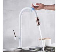 White Kitchen Tap with Pull Down Sprayer Smart Mixer Sink Fau Single Handle Brass Fau for Modern Kitchens & Slish Kitchen T