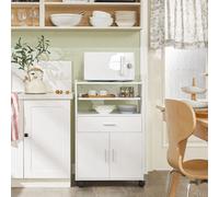SoBuy FSB09-W Kitchen Trolley Kitchen Island with Wheels Microwave Stand Storage Unit Coffee Station Cabinet Small Mobile Cart Cabinet for Home, Offic