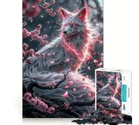 White Kitsune Fox Jigsaw 1000 Pieces Focus Building Toy Zero Gap Rewarding Activity for Rainy Days (38x26cm)