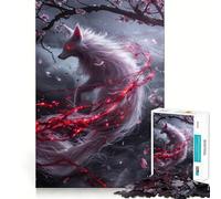 White Kitsune Fox Jigsaw for Adults1000 Pieces Brain Focus Game Precision Cut Smooth Edges Amusing Challenge for Waiting Time (50x75cm)