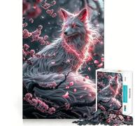 White Kitsune Fox Jigsaw Puzzle 1000 Pieces Mental Focus Game Precision Cut Smooth Edges Absorbing Activity for Quiet Nights (50x75cm)