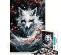 White Kitsune Fox Jigsaw Puzzles for Adults 1000 Mind Boost Game Uniform Size Precise Pieces Travel-friendly Brain Game Gift (50x75cm)