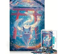 White Kitsune Fox Spirit Jigsaw for Teenagers 1000 Pieces Memory Fun Game Smooth Burr Free Surface Birthday Gift Brain Teaser Toy (38x52cm)