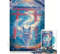 White Kitsune Fox Spirit Jigsaw Puzzle 1000 Mental Recall Game High Accuracy Cutting Craft Interactive Brain Challenge for Home (38x26cm)