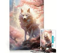 White Kitsune Fox Spirit Jigsaw Puzzles for Adults 1000 Mind Boost Game Uniform Size Precise Pieces Travel-friendly Brain Game Gift (38x26cm)