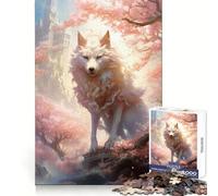 White Kitsune Fox Spirit Jigsaw Puzzles for Adults 1000 Piece Mental Workout Quiet Enjoyment Xmas Gift (50x75cm)
