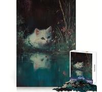 White Kitten by The Pond 1000 Piece Jigsaw Puzzle for Teenagers Smart Training Cozy Pastime Flawless Cut Bday Surprise (38x26cm)
