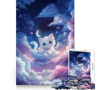 White Kitten Dreamworld 1000 Piece Jigsaw Puzzles for Adults Jigsaw Boost Memory Peaceful Recreation Quality Cut Memorable Gift (38x52cm)