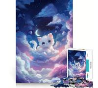 White Kitten Dreamworld 1000 Piece Jigsaws for Adults Brain Recall Game Tight Interlock No Gaps Calming Mental Break Activity (38x52cm)
