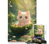White Kitten in Leaf Boat for Adults 1000 Piece Jigsaw Puzzle Mental Exercise Serene Escape Snug Lock (50x75cm)