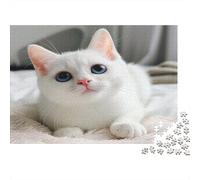 White Kitten Jigsaw Puzzles Puzzle for Adults Kids. 1000 Piece Big Blue Eyes Great Gifts Challenge Toy Educational Game Home Decoration for Adults& Kids Age 14 Years Up 1000pcs (75x50cm)