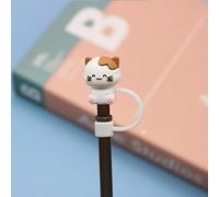 White Kitten Straw Cap Straw Cover for Stanley Cup, 10mm Silicone Straw Covers Cap for Stanley Cup Accessories, Cute Straw Topper for Tumblers, Straw Cap Stopper for Reusable Straws Tip Lids,Straws