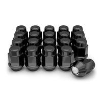 White Knight 1/2"-20 Thread Lug Nuts for Aftermarket or Factory Wheels - 20 Chrome Black Lug Nuts - Bulge Acorn Seating - Carbon Steel for Durable Construction & Easy Installation - 1704SBK-20AM