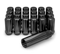 White Knight 3809LBK-24AM Black Chrome M14x1.50 Duplex Spline Lug Nut with Key, 24 Pack