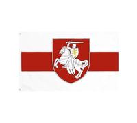 White Knight Horse Flag Banner - White Red White Flag - Belarus Freedom Pagonia Coat of Arms - Belarus Banner Flag Outdoor