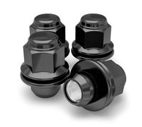 White Knight M12x1.25 Lug Nuts for Select Nissan and Infiniti Factory Style (Black Chrome) Med Mag with Washer - 5306BK-4 (4 Pack)