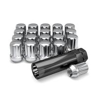 White Knight M12x1.50 Seven Spline Lug Nut with Key for Select AFTERMARKET or Factory Wheels with Regular 0.90" Diameter Seating (Triple Layer Chrome Plated) - 3807D-20AM (20 Pack)