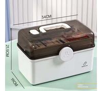 (white, L) 3 Layers Large Capacity Family Medicine Organizer Storage Box Portable First Aid Kit Container Emergency Pharmacy Pill Box