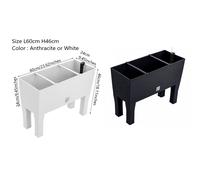 (White, L 80cm H 62cm) Raised Planter Plant Pot On Legs Rattan Large White Anthracite Flower Box 60 80