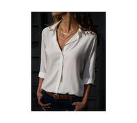 (WHITE, L) Casual Long Sleeve Solid Shirt Luxury Women's Blouses Elegant Korean Clothing Oversized Chiffon Tops Streetwear Loose Tunis