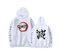 (White, L) Demon Slayer:Kimetsu no Yaiba Hoodie Anime Cosplay Coat Sweatshirt Tops Pullover