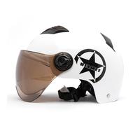 (White, L) Motorcycle Helmet Half Open Face Adjustable Size Protection Gear Head Helmets