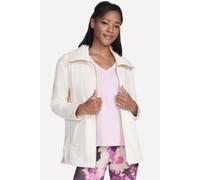Skechers Women's GO SNUGGLE Tunic Full Zip Jacket in Off White, Size Large | Polyester/Cotton/Spandex