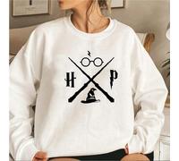 (white, L) Wizard Hat Sweatshirt Wizard Wand Hoodie HP Pullovers Long Sleeve Unisex Graphic Hoodies Magic School Sweatshirts Streetwear Top