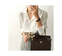 (WHITE, L) Womens Tops And Blouses Solid White Blouse Office Shirt Blusas Mujer De Moda Long Sleeve Blouse Women Shirts Clothes A405