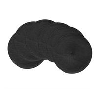 White Label BL Pearl PP Single-Color Placemat Black，Set of 6 Round Braided Placemats Table Mats for Dining Tables Washable Non-Slip Place Mats 15 inch for Home Decoration