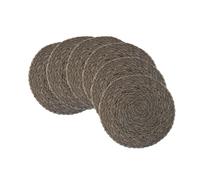 White Label Polyester three-strand braid, gray, 80g Gray，Set of 6 Round 38cm Woven Cotton Handmade Place Mats Wipe Clean Placemats Glitter for Holiday Party Wedding