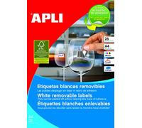 White Labels Adhesive, Removable 25 hojas White