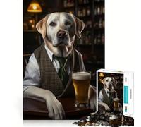 White Labrador at The Pub 1000 Piece Adult Puzzles Logic Puzzle Play Precision Cut Smooth Edges for Family Gatherings (38x26cm)