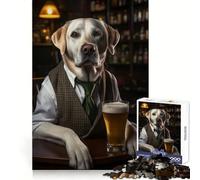 White Labrador at The Pub 1000 Piece Teenager Puzzles Analytical Skill Easy Relaxation Clean Cut Perfect Present (38x52cm)