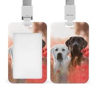 White Labrador Badge Holder Waterproof Plastic ID Card Badge Holders with Lanyard Vertical Card Case Protector Pouch Clear Window Work Badges for Women Men