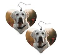 White Labrador Leather Earrings for Women Heart Dangle Earrings Lightweight Drop Earring Jewelry Gift
