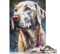 White Labrador Painting Puzzle for Adults And Teenagers 500 Pieces Wood Puzzle Jigsaws for Adults Family Activity Jigsaw Puzzles 500pcs (52x38cm)