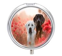 White Labrador Pill Case 3 Compartments Portable Pill Box for Purse Pocket Waterproof Travel Pill Organizer Vitamin Organizer Round Small Pill Box Daily Pill Container