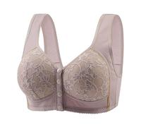 White Lace Bra Side Support Bras for Women UK New Front Buckle Large Size Middle and Elderly Printing Vest Type Wide Straps Underwear Ladies Without Ring Womens Bras 42C Long Line Bras (Purple, 42)