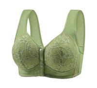 White Lace Bra Side Support Bras for Women UK New Front Buckle Large Size Middle And Elderly Printing Vest Type Wide Straps Underwear Ladies Without Ring Womens Bras 42C Long Line Bras for (Green, 50)