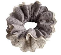 White Lace Hair Scrunchies Large French Hair Scrunchy Ponytail Holder Suitable For Various Hairstyles