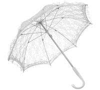 White Lace Parasol Umbrella for Wedding Photography Stage Prop | Victorian-inspired Design, Iron Frame and Plastic Handle, One-piece Set, for Bridal Portraits
