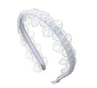 White Lace Pearl Floral Headband, First Communion Hair Accessory, Wedding Flower Girl Hair Band (White, Standard)